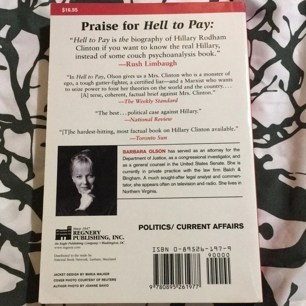 Hell to Pay Hillary Clinton Biography Book Barbara Olson Paperback